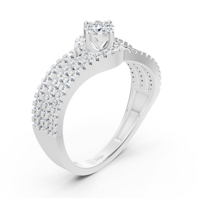 Verlobungsring mit erhöhter Diamantkrone – 14K Weißgold