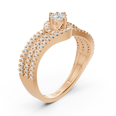Verlobungsring mit erhöhter Diamantkrone – 14K Roségold