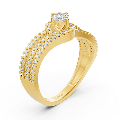 Verlobungsring mit erhöhter Diamantkrone – 14K Gelbgold