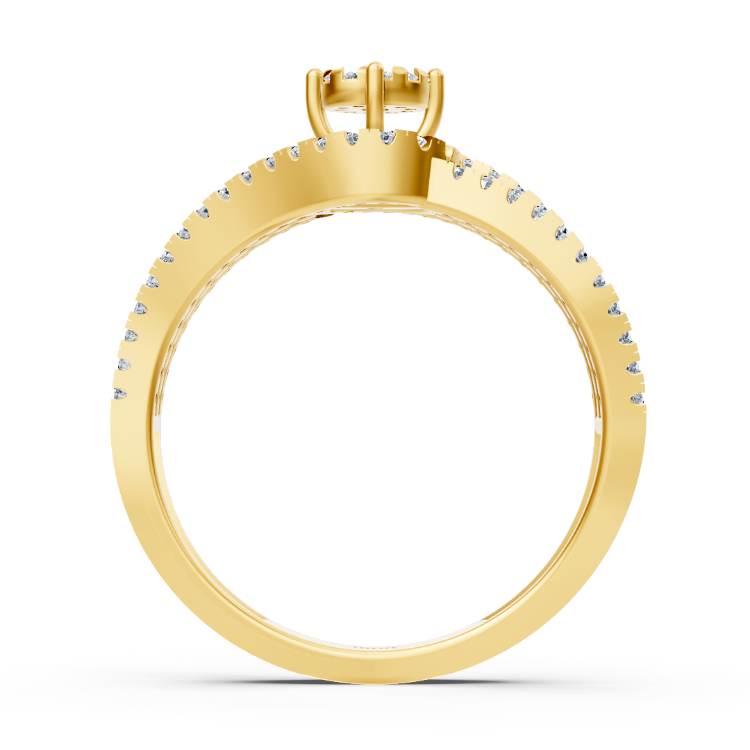 خاتم خطوبة بتاج ألماسي مرتفع - ذهب أصفر عيار 14 قيراطًا - مجوهرات فاخرة من Rosy Lab Diamonds