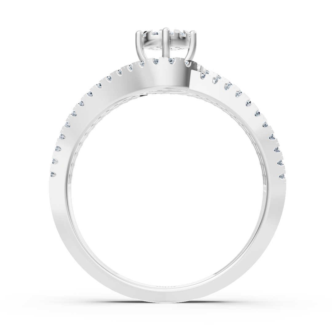 Verlobungsring mit erhöhter Diamantkrone – 14K Weißgold