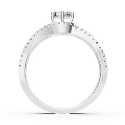 Verlobungsring mit erhöhter Diamantkrone – 14K Weißgold