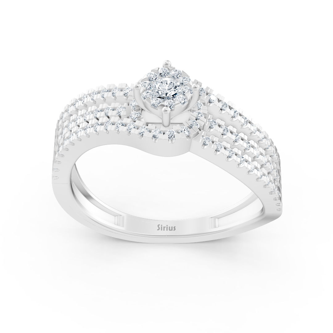 Yükseltilmiş elmas taçlı Nişan Yüzüğü - 14 ayar Beyaz Altın - Rosy Lab Diamonds’tan kaliteli Mücevher