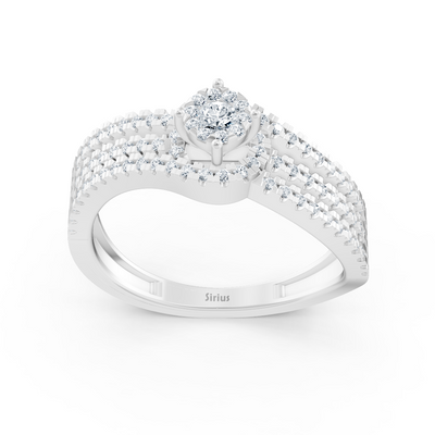 Verlobungsring mit erhöhter Diamantkrone – 14K Weißgold