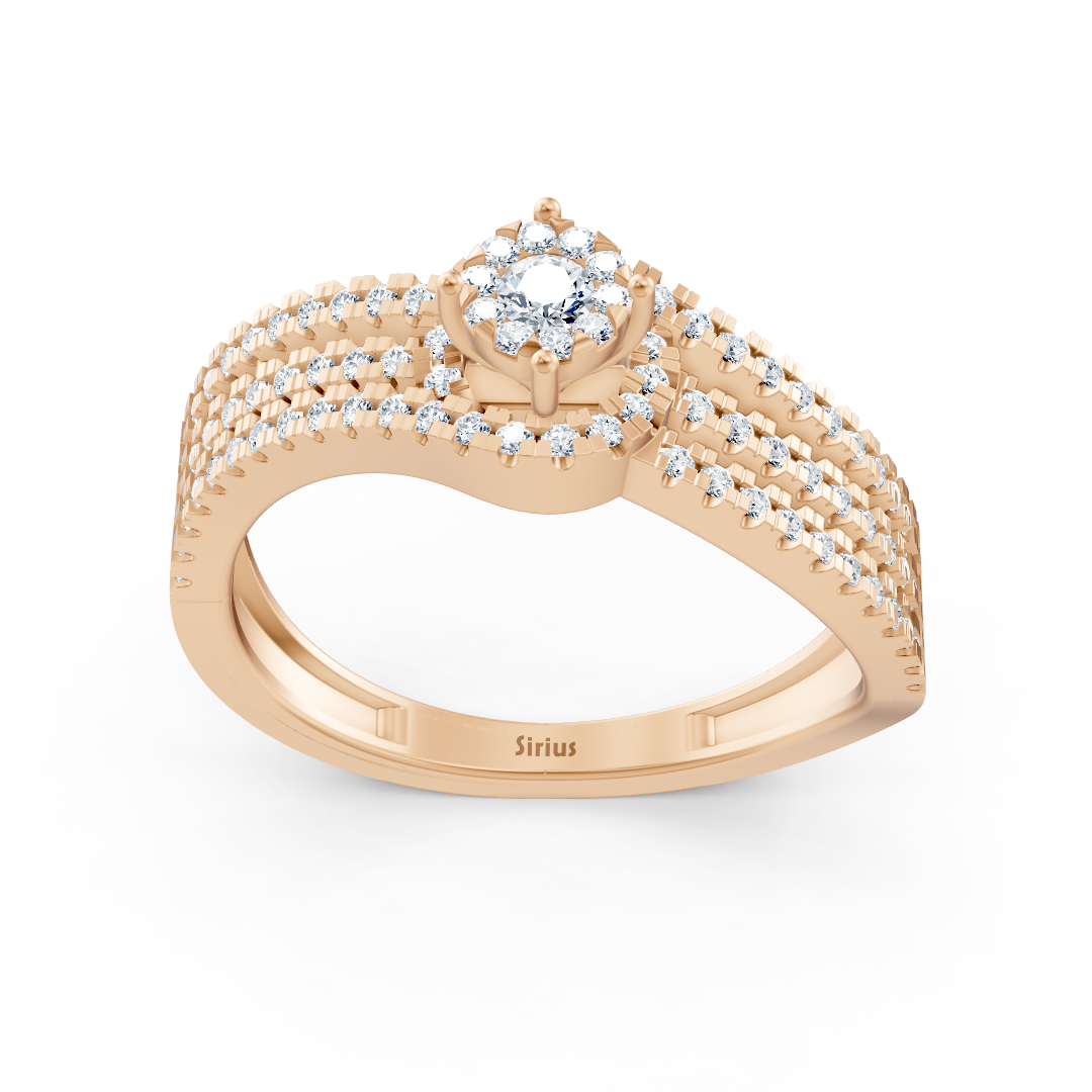 Yükseltilmiş elmas taçlı Nişan Yüzüğü - 14 ayar Rose Altın - Rosy Lab Diamonds’tan yüksek kaliteli Mücevher