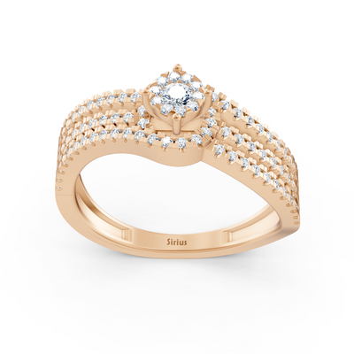 Verlobungsring mit erhöhter Diamantkrone – 14K Roségold