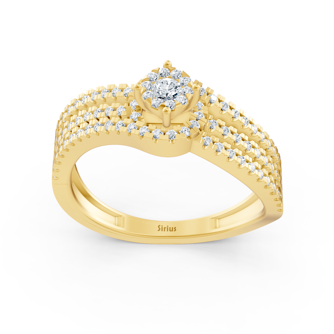 خاتم خطوبة بتاج ألماسي مرتفع - ذهب أصفر عيار 14 قيراطًا - مجوهرات فاخرة من Rosy Lab Diamonds