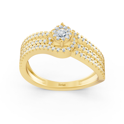 Verlobungsring mit erhöhter Diamantkrone – 14K Gelbgold