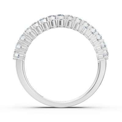 14K white gold ring with marquise and round cut lab diamonds in open fan pattern