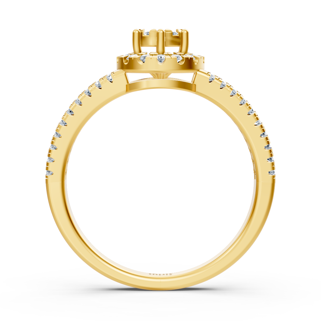 Laboratuvar pırlantalı 14 ayar Sarı Altın halo yüzük - Rosy Lab Diamonds'tan yüksek kaliteli Mücevher