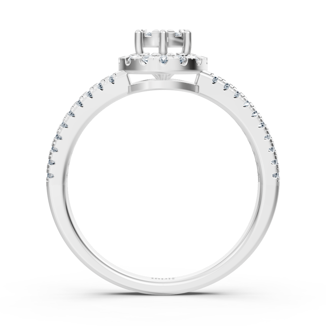 Halo ring made of 14K white gold with lab diamonds