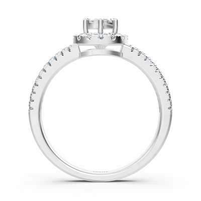 Halo ring made of 14K white gold with lab diamonds