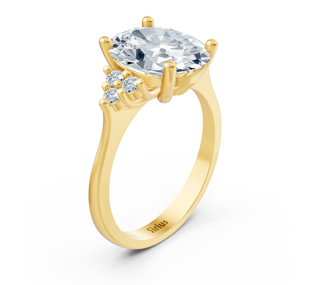 Muse dorée – bague en or jaune sertie d’un diamant de laboratoire ovale – bijoux haut de gamme de Rosy Lab Diamonds