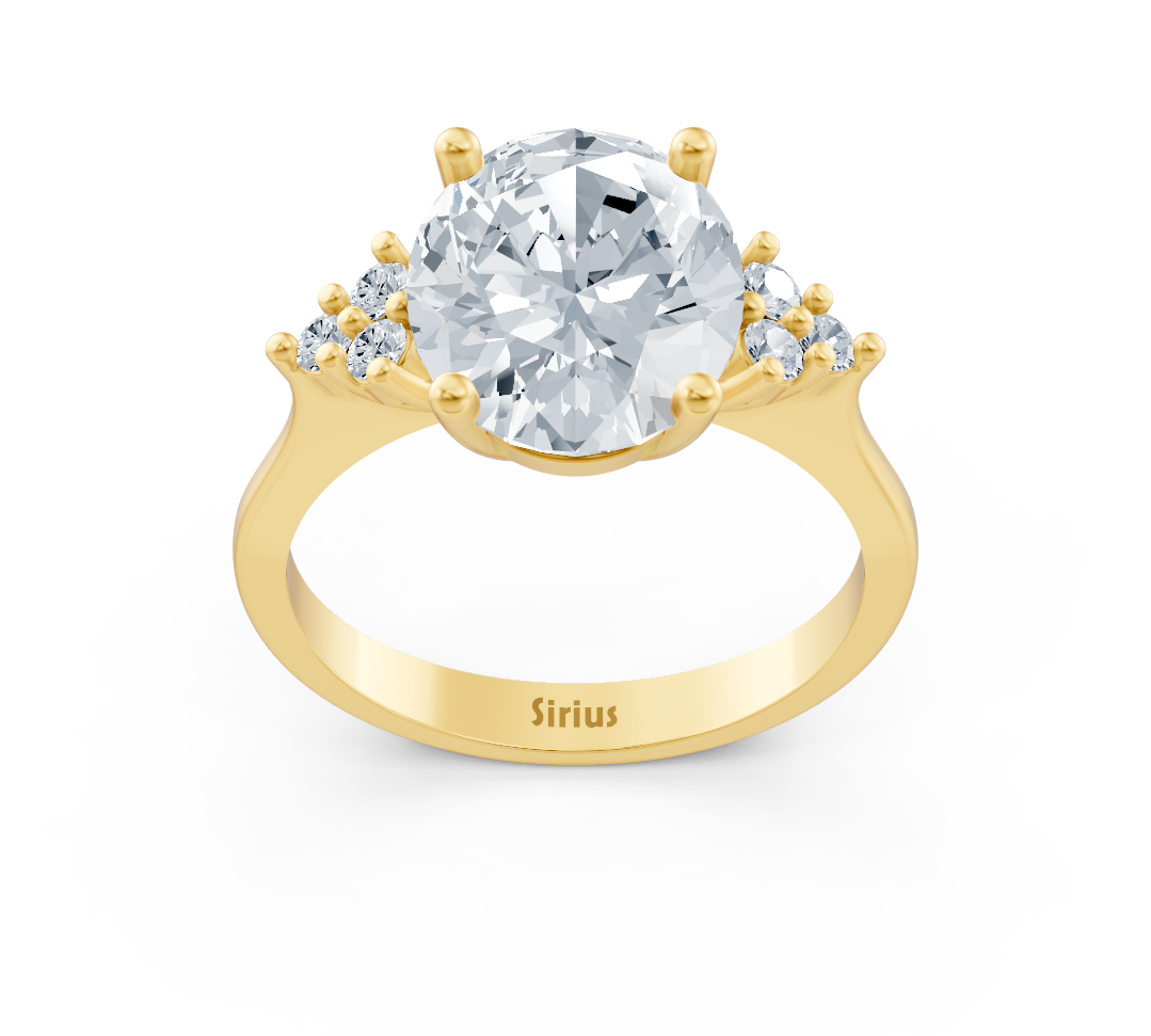 Muse dorée - bague en or jaune ornée d’un diamant ovale créé en laboratoire - Bijoux haut de gamme de Rosy Lab Diamonds
