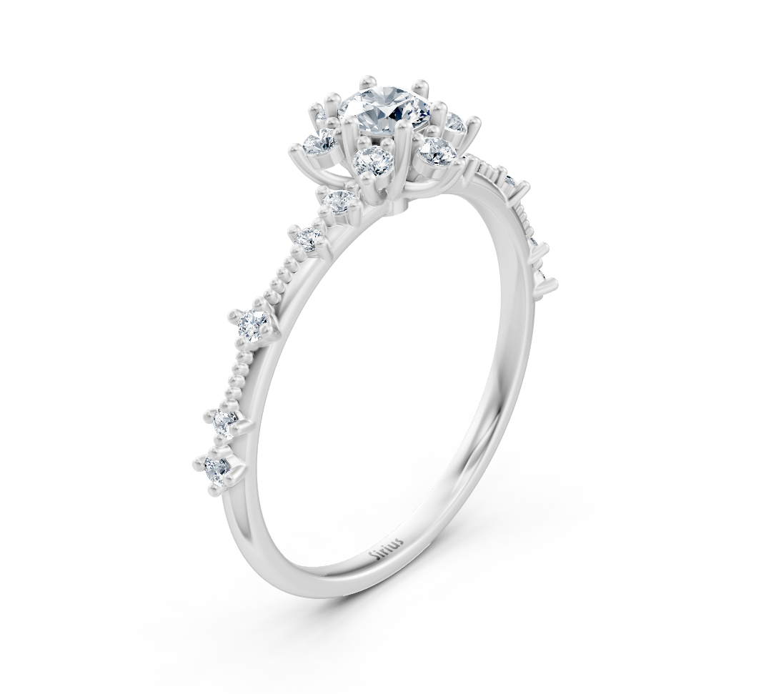 14K Beyaz Altın'da eğlenceli çiçekli pırlanta yüzük - 0,37 karat - Rosy Lab Diamonds'tan yüksek kaliteli Mücevher