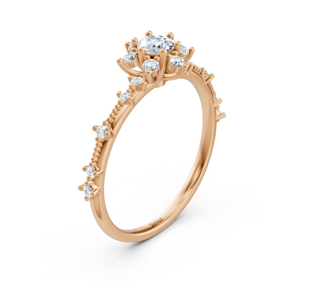Verspielter Blumen-Diamantring in 14K Rotgold – 0,37 Karat