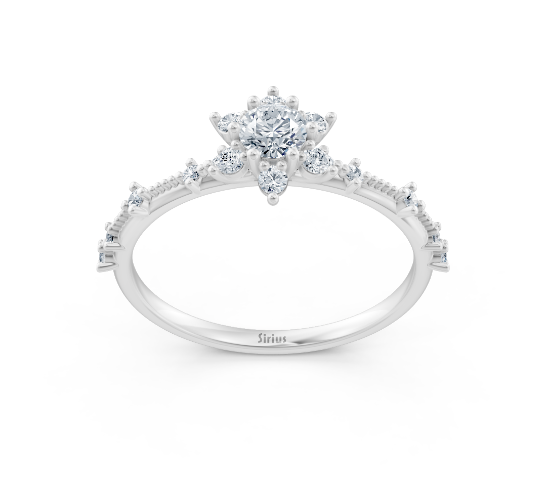 14K Beyaz Altın'da eğlenceli çiçekli pırlanta yüzük - 0,37 karat - Rosy Lab Diamonds'tan yüksek kaliteli Mücevher
