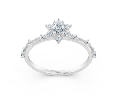 Verspielter Blumen-Diamantring in 14K Weißgold – 0,37 Karat