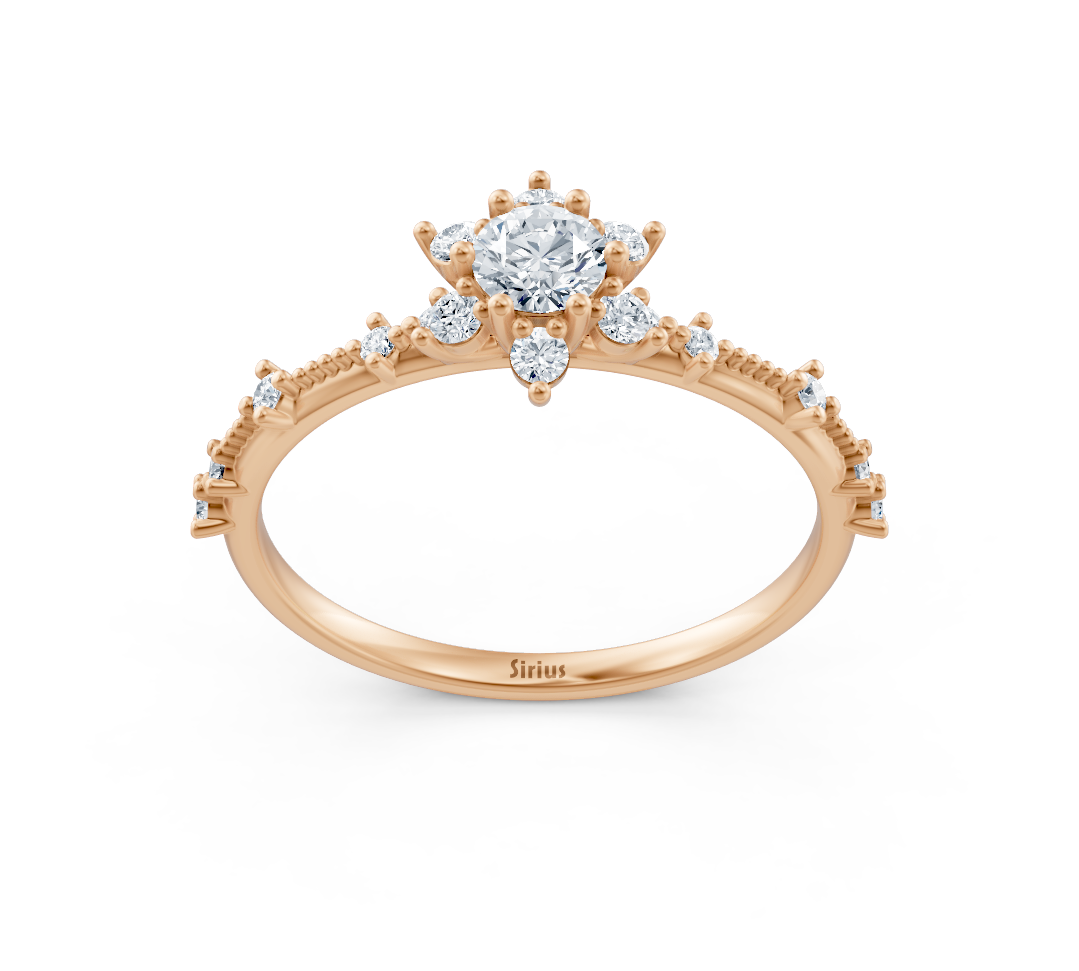 14K kırmızı altın üzerinde eğlenceli çiçekli pırlanta yüzük - 0,37 karat - Rosy Lab Diamonds’tan yüksek kaliteli Mücevher