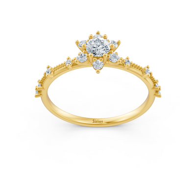 Verspielter Blumen-Diamantring in 14K Gelbgold – 0,37 Karat
