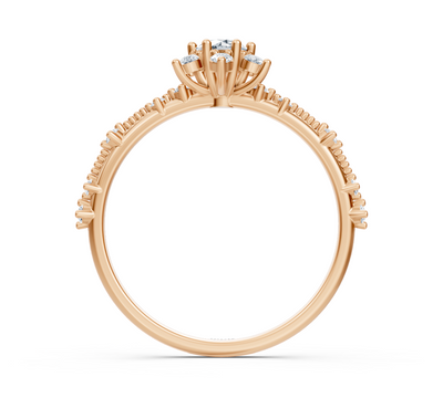 Verspielter Blumen-Diamantring in 14K Rotgold – 0,37 Karat