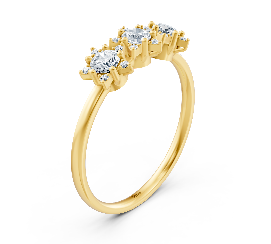 Bague de fiançailles Dreistein avec diamants de laboratoire en Or Jaune – Bijoux haut de gamme de Rosy Lab Diamonds