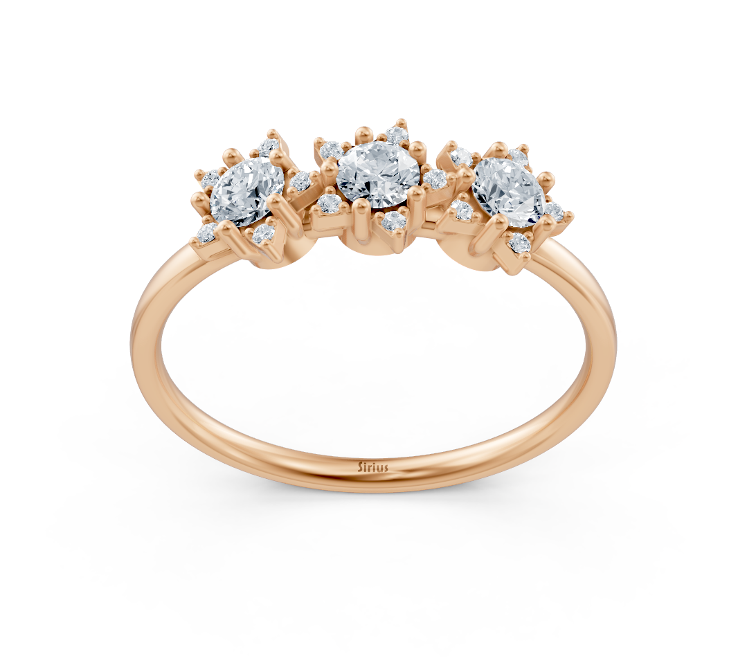 Élégante bague trilogie en diamants de laboratoire en Or Rose – des Bijoux haut de gamme de Rosy Lab Diamonds