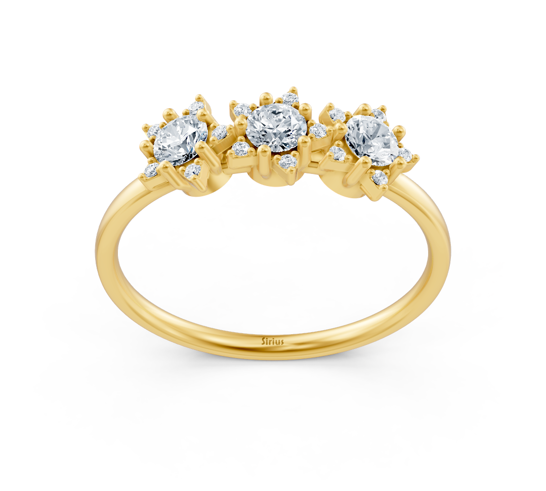 Bague de fiançailles Dreistein avec diamants de laboratoire en Or Jaune – Bijoux haut de gamme de Rosy Lab Diamonds