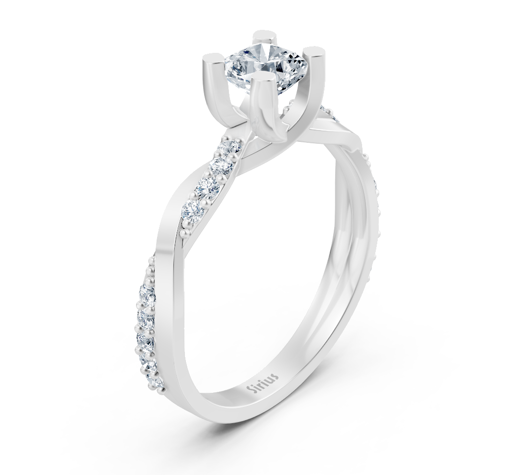 Bague en diamant taille coussin au design torsadé en Or Blanc 14 carats - 0,66 carat - Bijoux haut de gamme de Rosy Lab Diamonds
