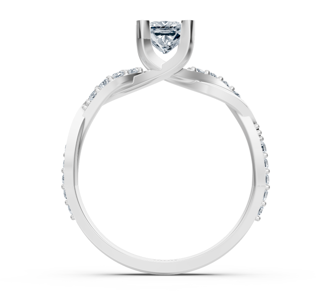 Bague en diamant taille coussin au design torsadé en Or Blanc 14 carats - 0,66 carat - Bijoux haut de gamme de Rosy Lab Diamonds