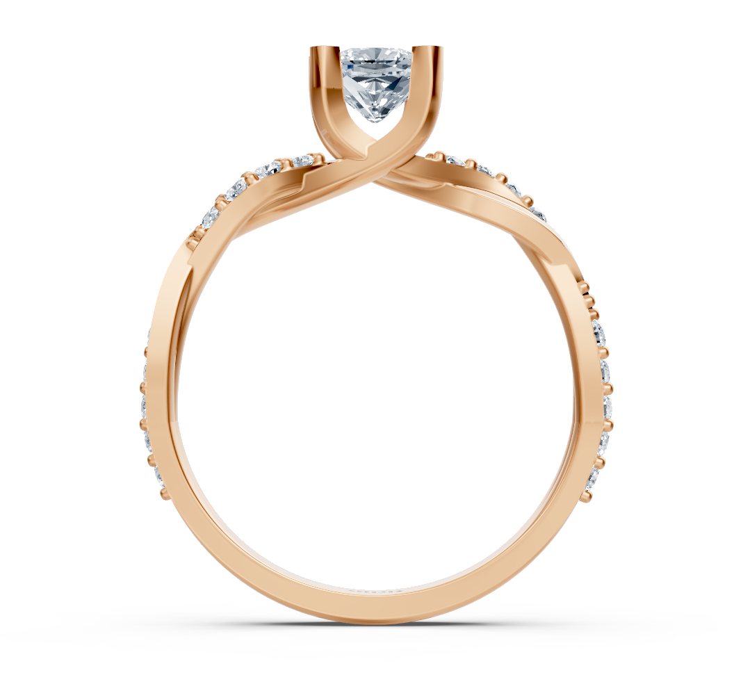 Bague en diamant taille coussin au design torsadé en Or Rose 14 K - 0,66 carat - Bijoux haut de gamme de Rosy Lab Diamonds
