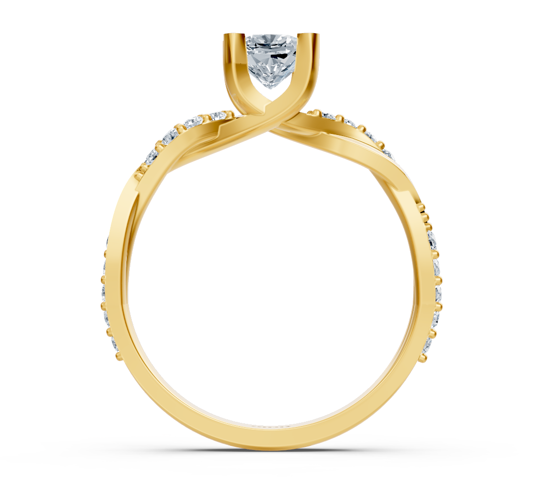 Bague en diamants coussin au design torsadé en Or Jaune 14 carats - 0,66 carat - Bijoux haut de gamme de Rosy Lab Diamonds