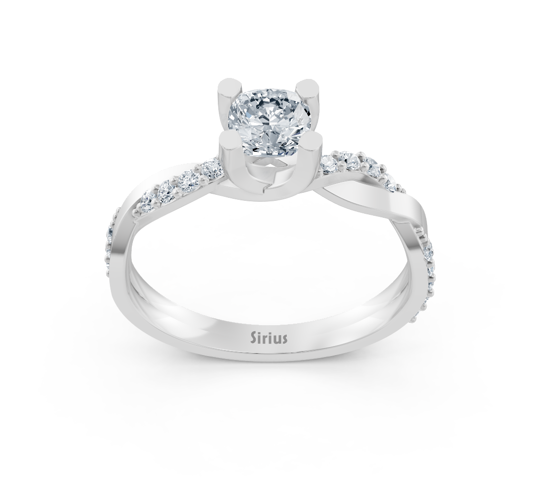 Bague en diamant taille coussin au design torsadé en Or Blanc 14 carats - 0,66 carat - Bijoux haut de gamme de Rosy Lab Diamonds
