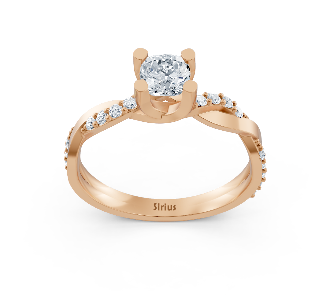 Bague en diamant taille coussin au design torsadé en Or Rose 14 K - 0,66 carat - Bijoux haut de gamme de Rosy Lab Diamonds