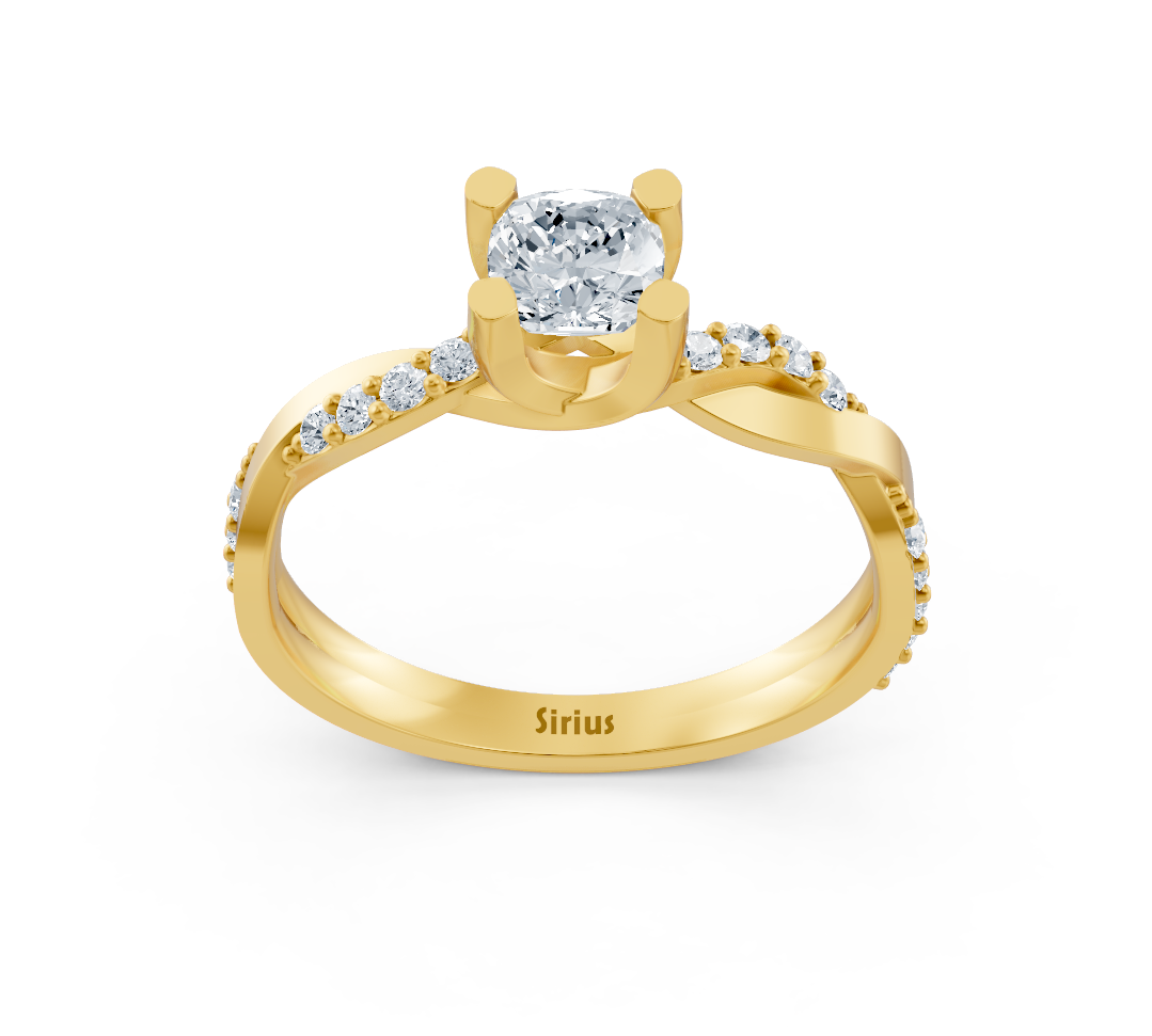 Bague en diamants coussin au design torsadé en Or Jaune 14 carats - 0,66 carat - Bijoux haut de gamme de Rosy Lab Diamonds
