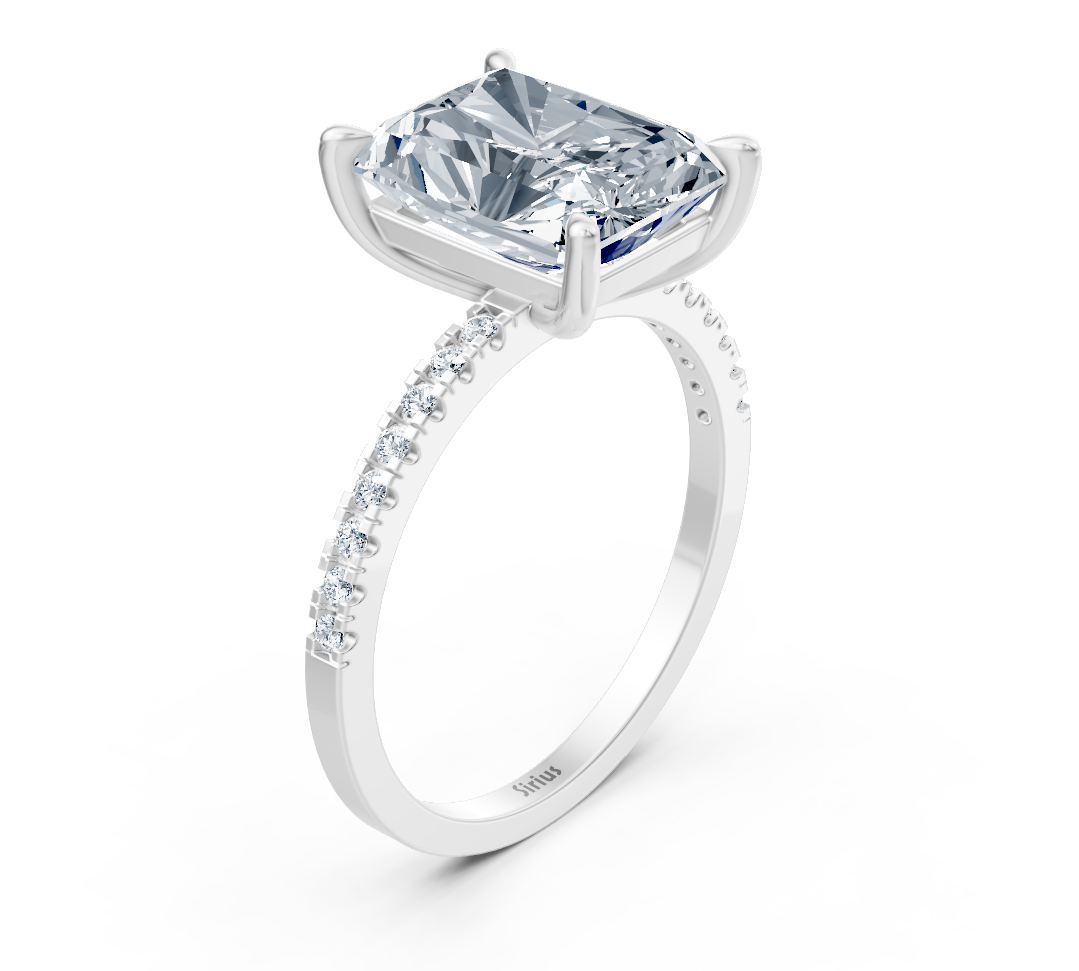 Bague exclusive en Diamant taille radiant en Or Blanc 14 K – 4,18 carats – Bijoux haut de gamme de Rosy Lab Diamonds