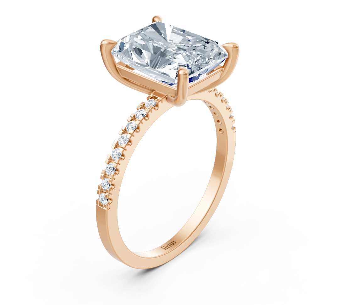Luxurious Radiant Diamond Ring in 14K Rose Gold - 4.18 Carats - High-Quality Jewelry from Rosy Lab Diamonds