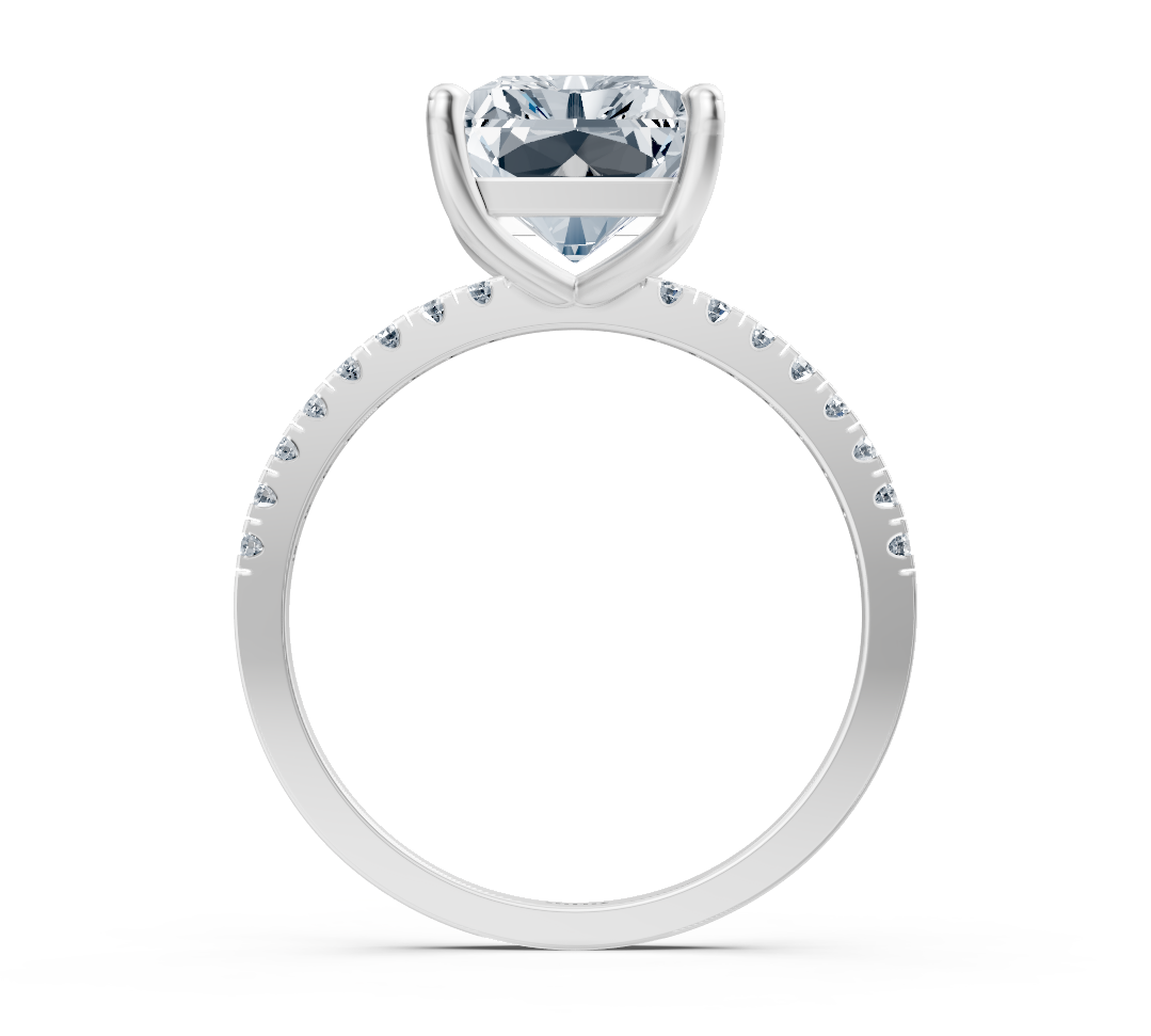 Bague exclusive en Diamant taille radiant en Or Blanc 14 K – 4,18 carats – Bijoux haut de gamme de Rosy Lab Diamonds