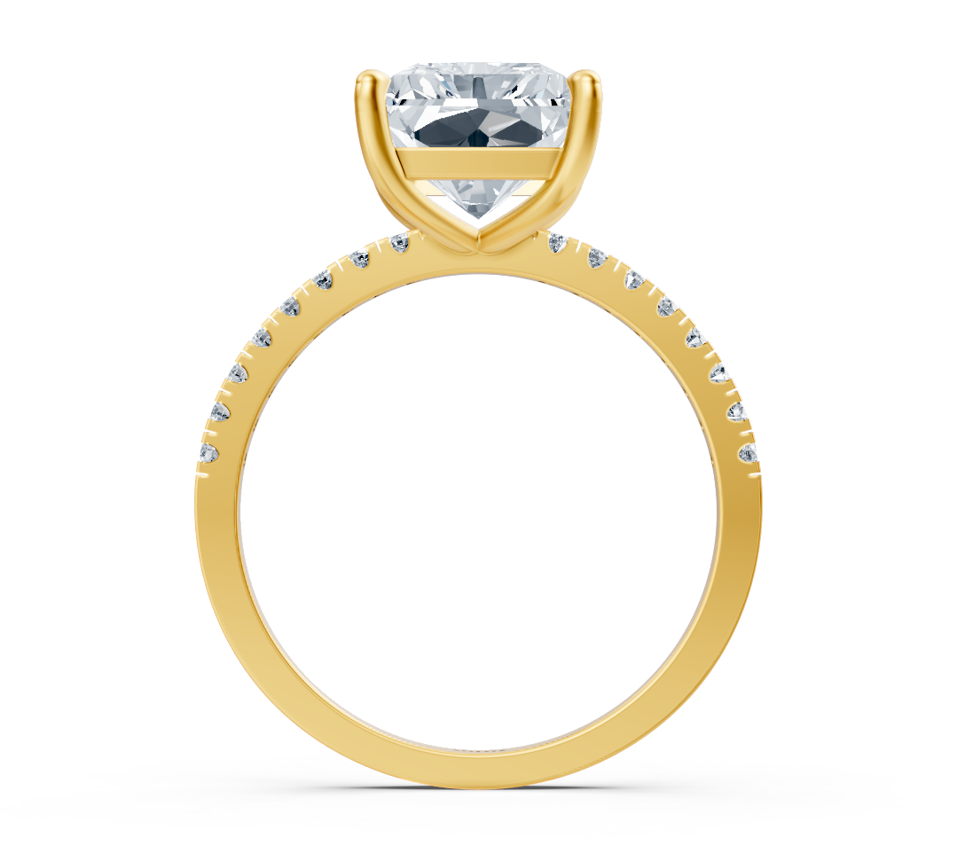 14K Sarı Altın içinde Radiant kesim Pırlanta bulunan göz alıcı Nişan Yüzüğü – 4,18 ct – Rosy Lab Diamonds’tan yüksek kaliteli Mücevher