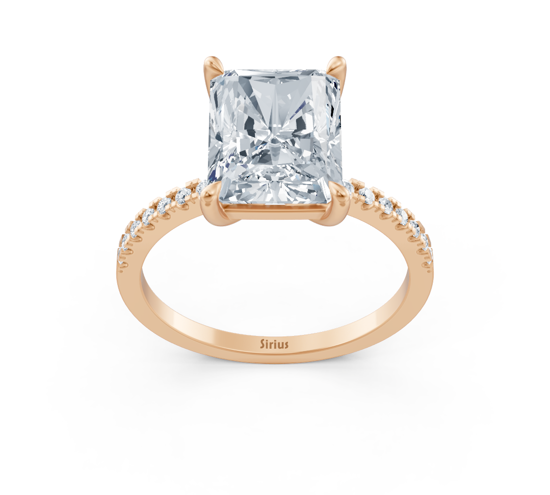 Luxurious Radiant Diamond Ring in 14K Rose Gold - 4.18 Carats - High-Quality Jewelry from Rosy Lab Diamonds