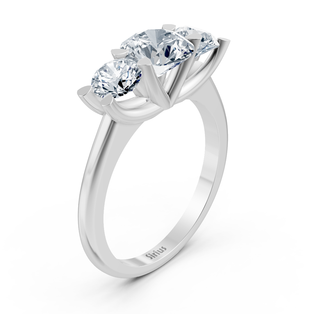 Dreistein ring with lab diamonds made of white gold