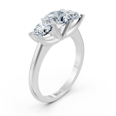 Dreistein ring with lab diamonds made of white gold