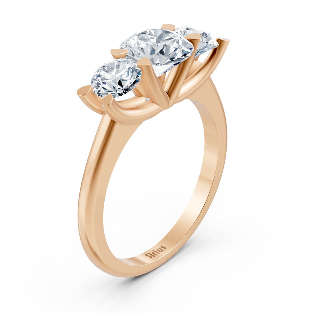 Dreistein-Ring mit Labor-Diamanten in Roségold - hochwertiger Schmuck von Rosy Lab Diamonds