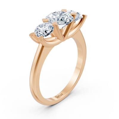 Dreistein ring with lab diamonds in rose gold