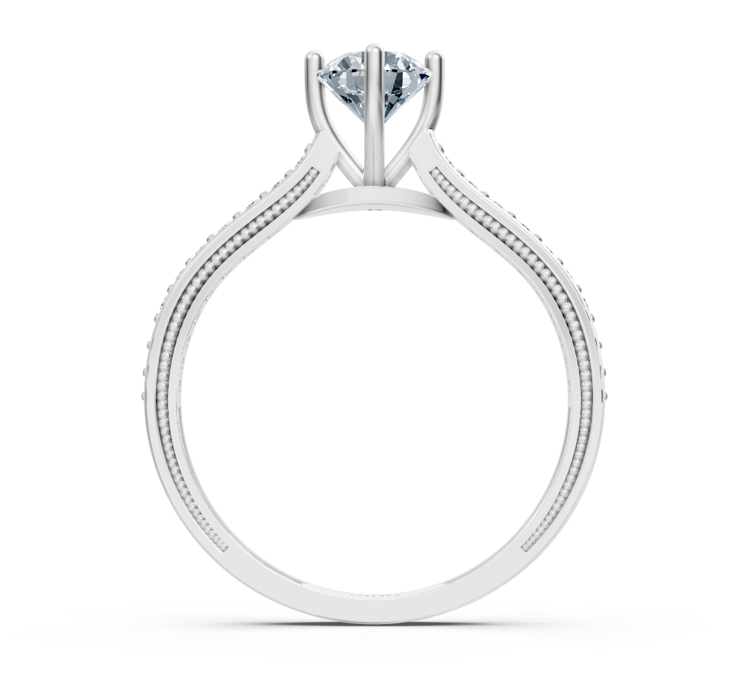 Elegant solitaire ring with lab-grown diamonds in 14K white gold