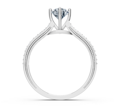 Elegant solitaire ring with lab-grown diamonds in 14K white gold