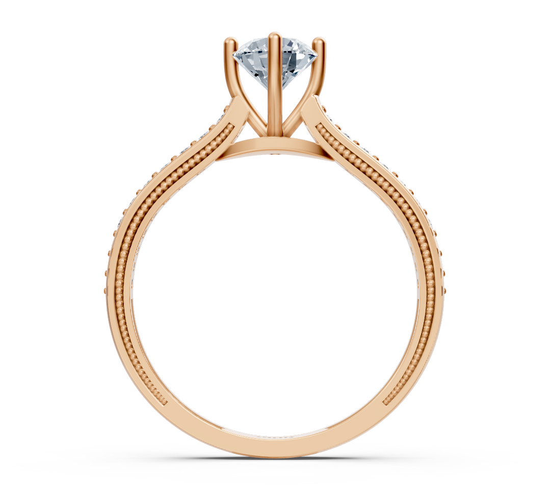 Bague solitaire élégante avec diamants cultivés en laboratoire en or rose 14K