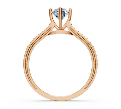 Bague solitaire élégante avec diamants cultivés en laboratoire en or rose 14K