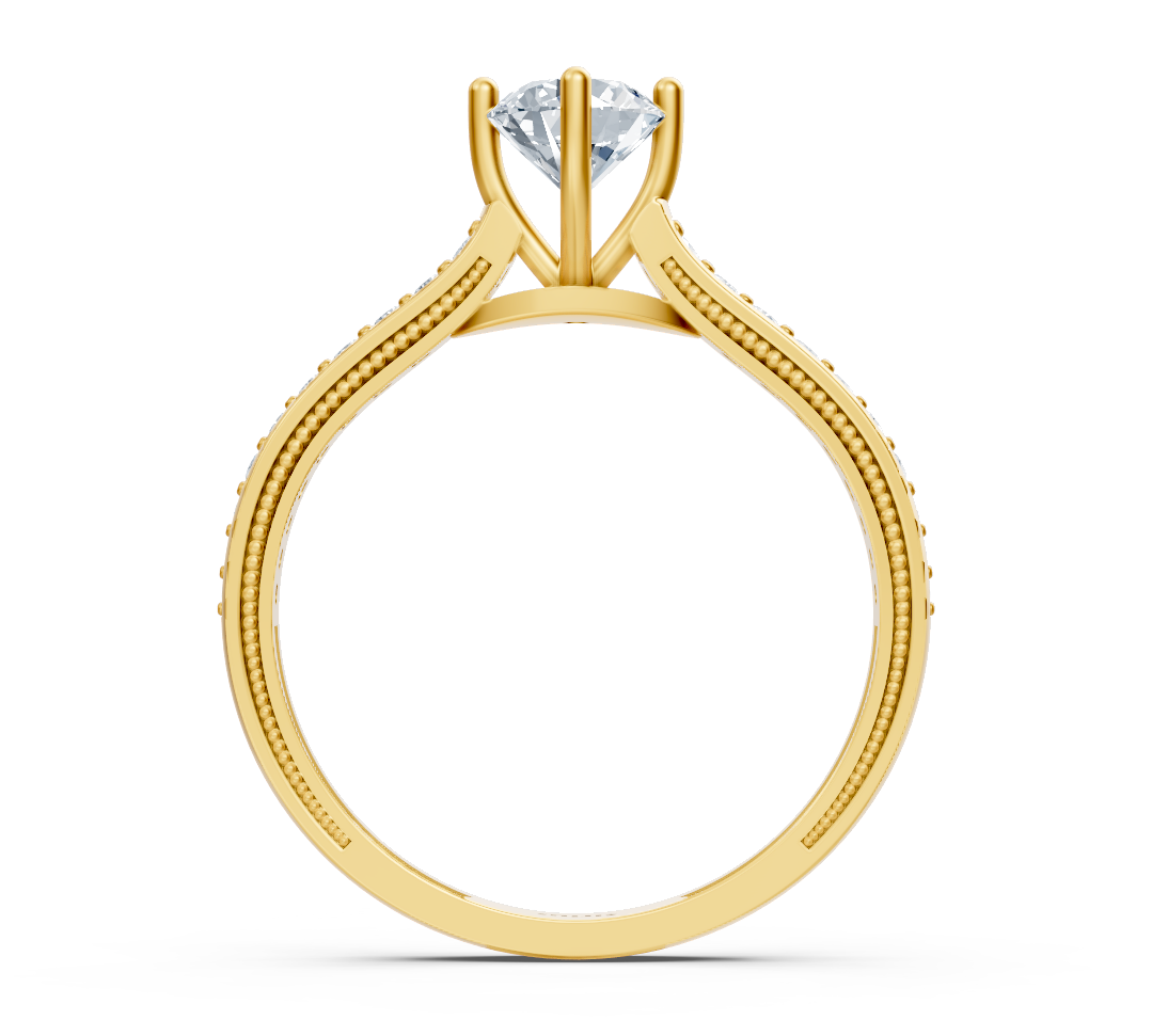 Bague solitaire élégante avec diamants cultivés en laboratoire en or jaune 14 carats
