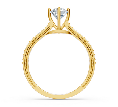 Bague solitaire élégante avec diamants cultivés en laboratoire en or jaune 14 carats